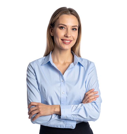 Smiling professional at a desk with laptop